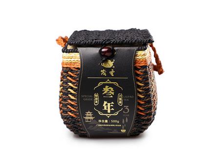 梧州广西特产茶叶口碑特级三年陈黑茶500克传统纸绳笠 
